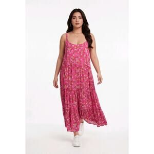 Shore Drive Spaghetti Strap Tiered Floral Maxi Dress Size 2X